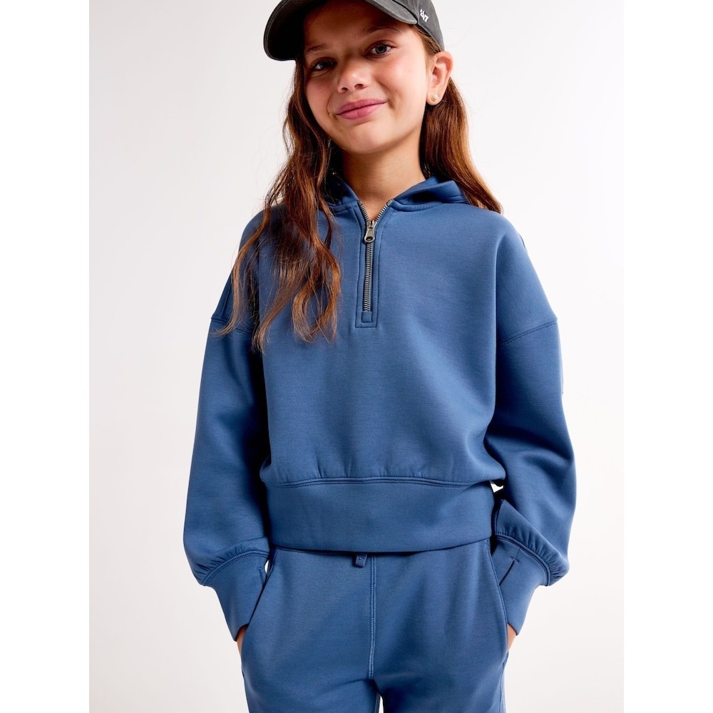 Abercrombie Kids YPB Blue Quarter Zip Hoodie Cropped Sweatshirt Size 9/10